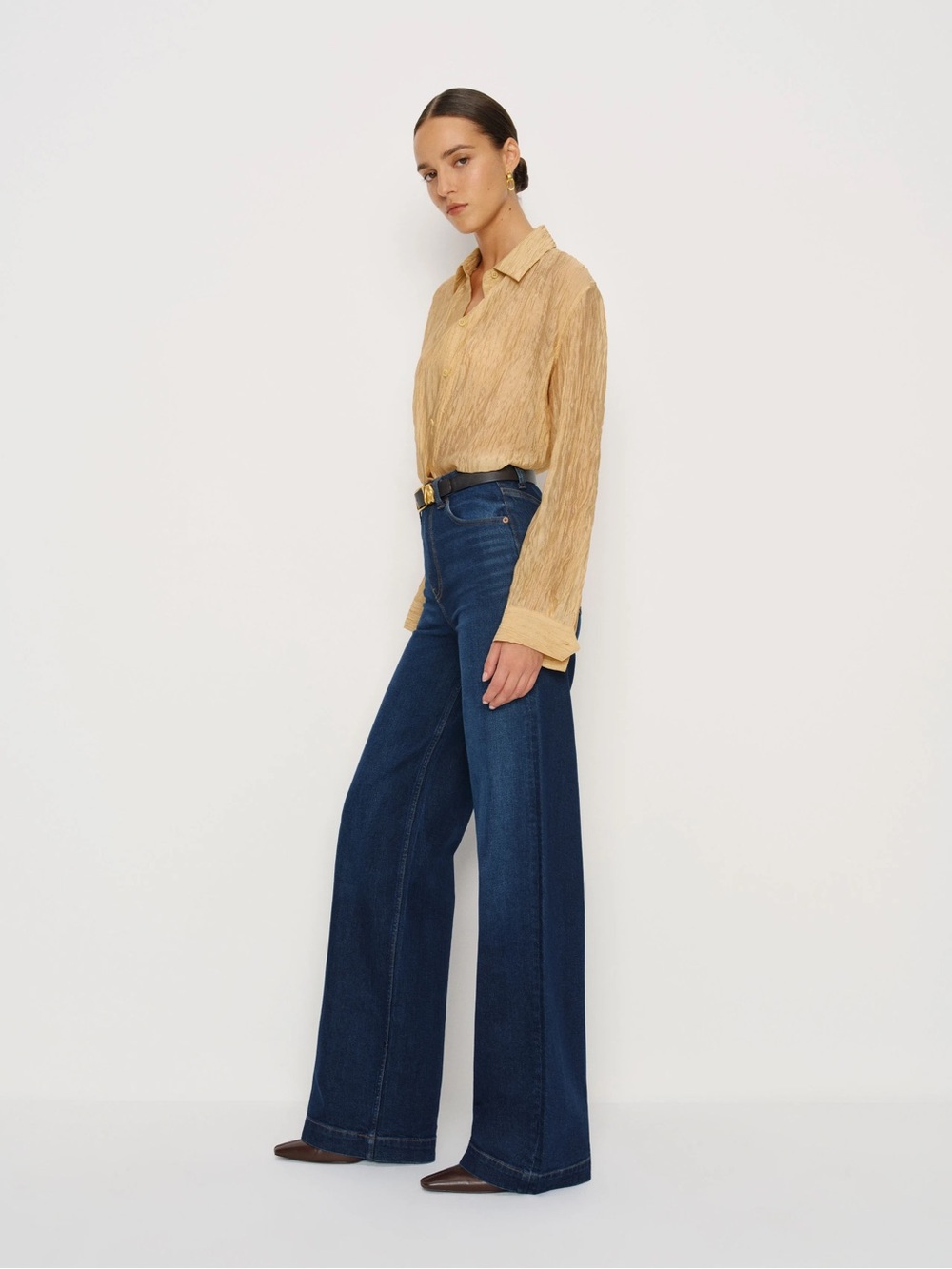 Reformation High-Rise Wide-Leg Jeans — Dark Indigo